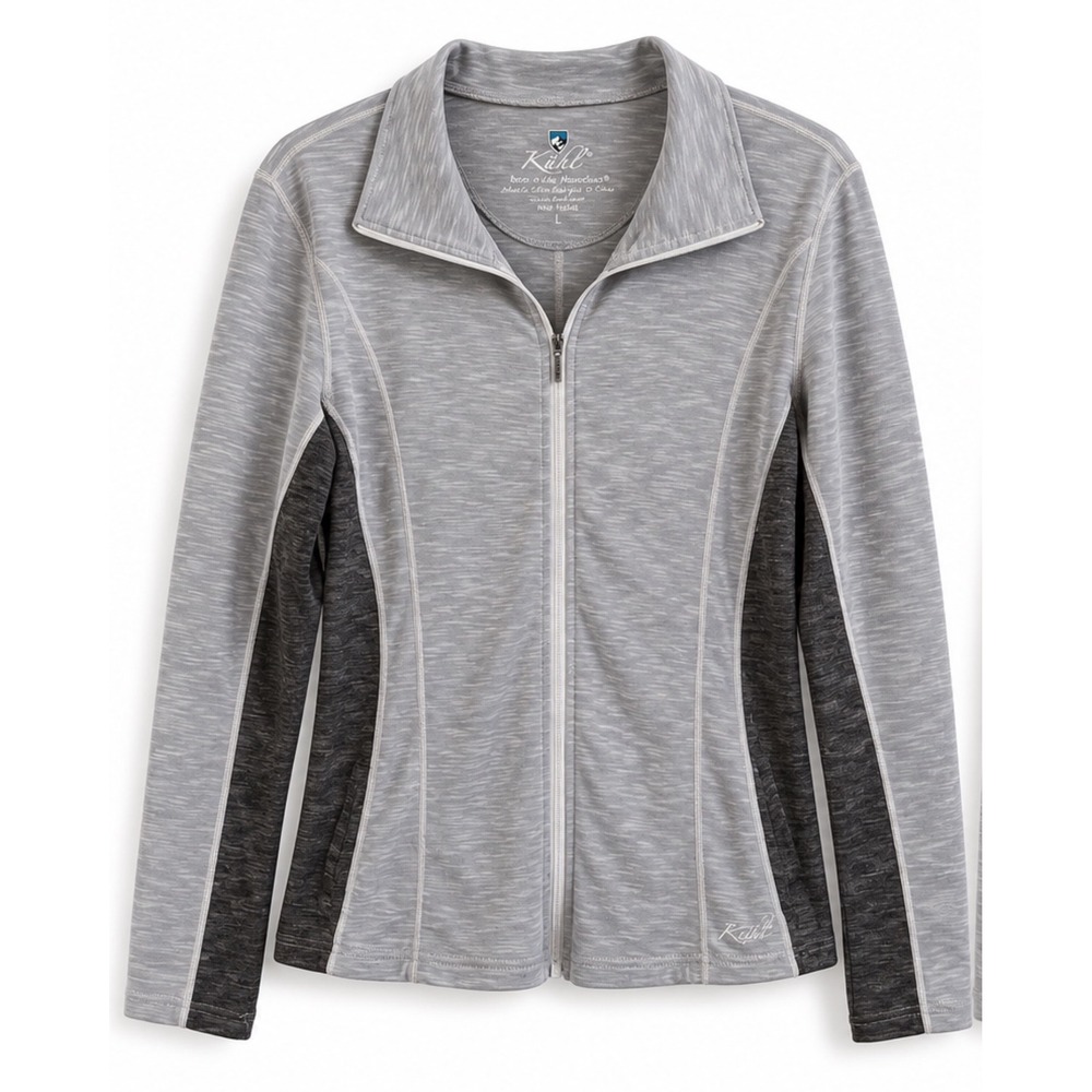 Kuhl Alska Full Zip Jacket Womens Large Grey Space Dye Performance Knit Layer